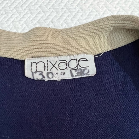VINTAGE 90's💙Varsity Navy Button Front V-Neck Cardigan Sweater Size XL - Picture 6 of 8